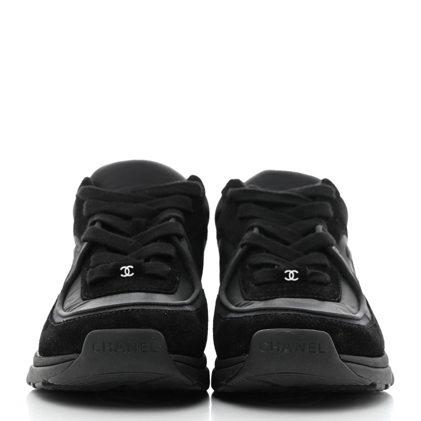 Fabric Calfskin Suede CC Sneakers 37 Black