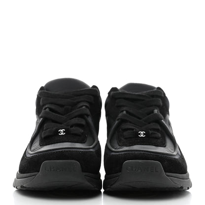 Chanel Fabric Calfskin Suede CC Sneakers 37 Black 2 of 9