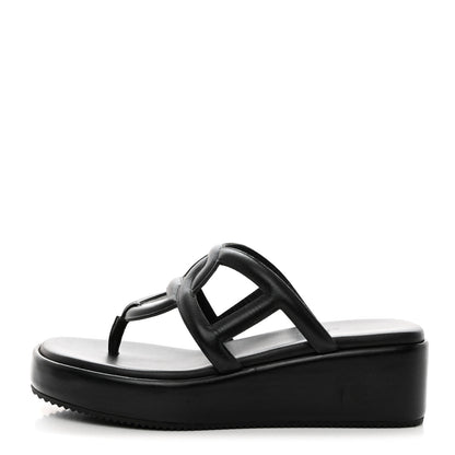 Hermes Nappa Gipsy Sandals 35 Black 1 of 9