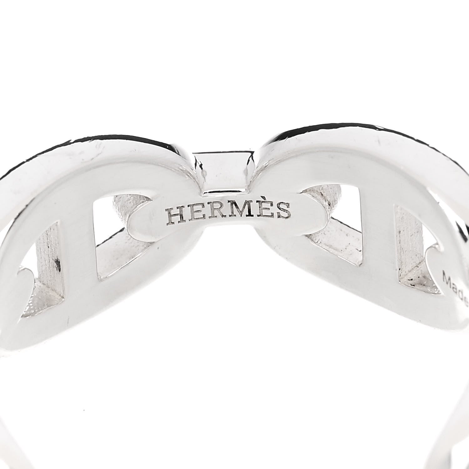 Hermes Sterling Silver PM Chaine d'Ancre Enchainee Band Ring 55 7.25 4 of 9