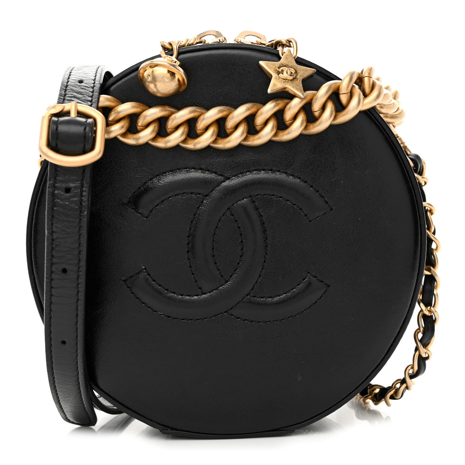 Chanel Glazed Calfskin Round As Earth Evening Bag Black 1 of 12