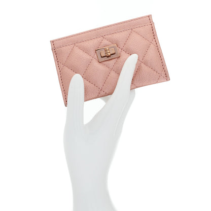 Chanel Metallic Caviar Quilted Reissue Card Holder Rose Gold 2 of 10