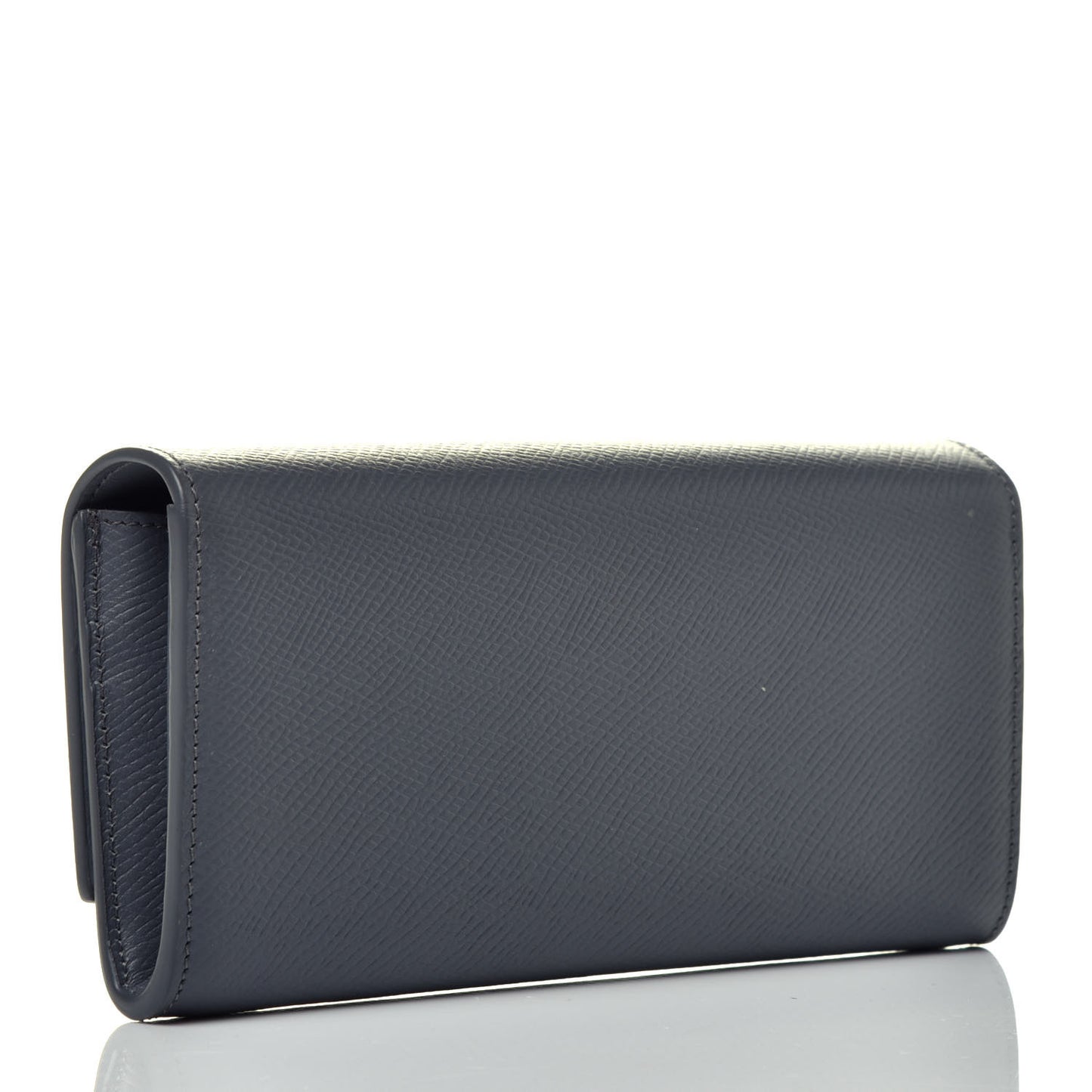 Grained Calfskin Large Flap Wallet Grey