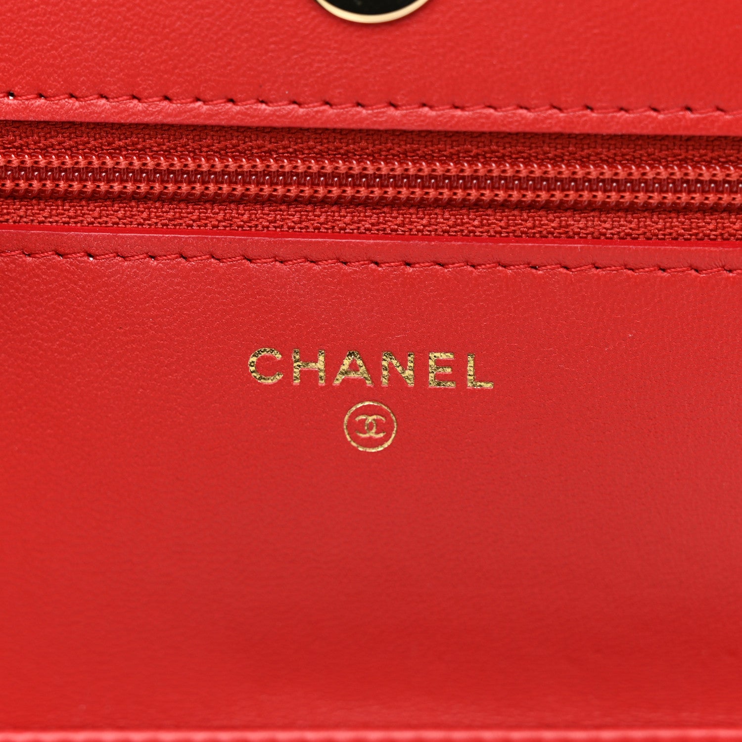 Chanel Lambskin Quilted Chain Around Wallet On Chain WOC Red 6 of 12