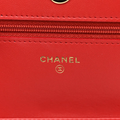 Chanel Lambskin Quilted Chain Around Wallet On Chain WOC Red 6 of 12