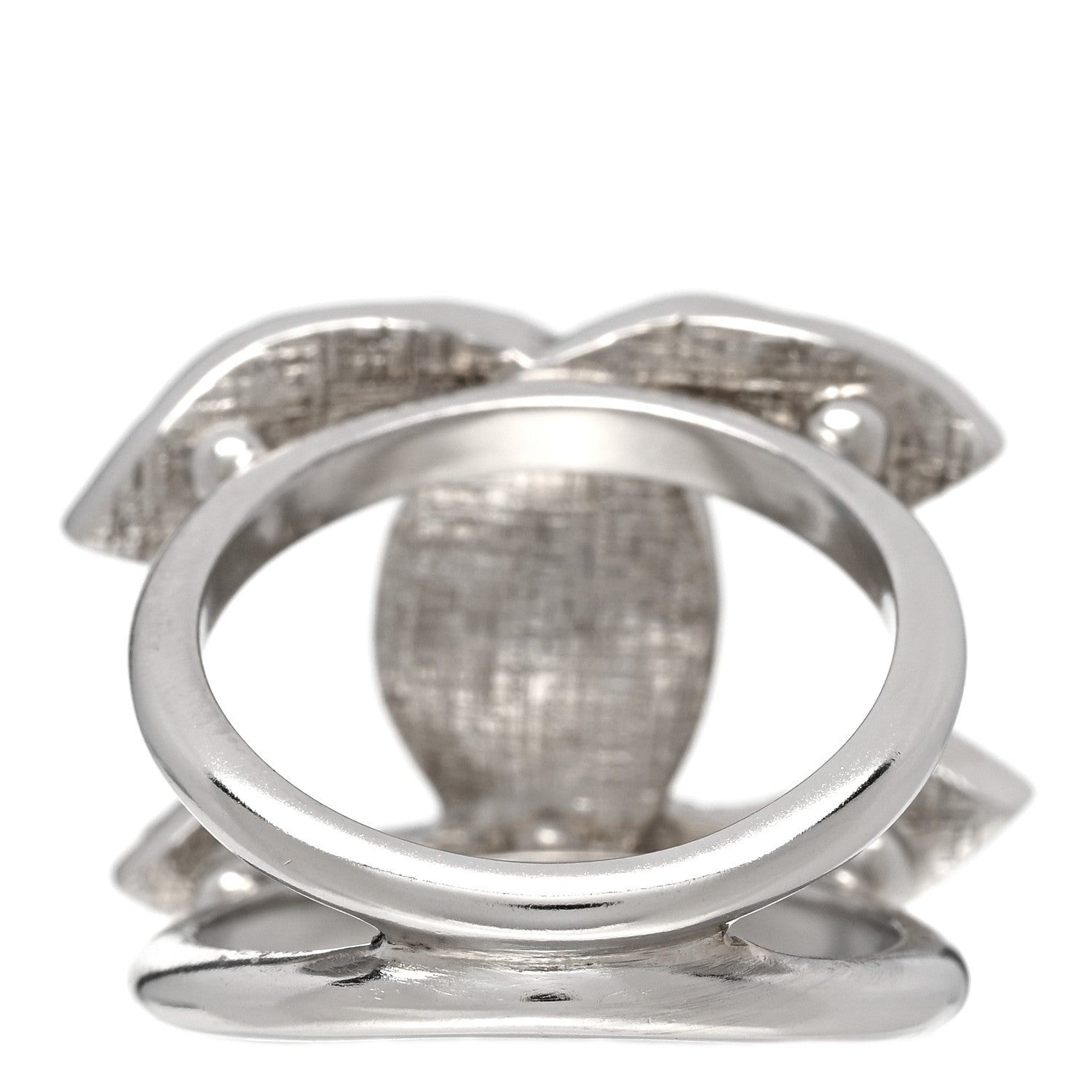 Chanel Metal Crystal Palais Garnier Ring 52 6 Silver 3 of 4