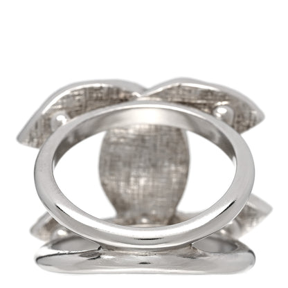 Chanel Metal Crystal Palais Garnier Ring 52 6 Silver 3 of 4
