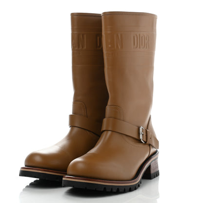 Christian Dior Calfskin Embossed Dior Quest 35mm Biker Boots 38.5 Natural 3 of 12