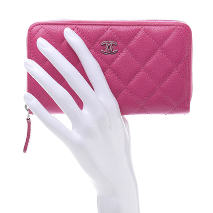 Chanel Caviar Quilted Medium Zip Around Wallet Pink 2 of 10