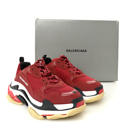 Balenciaga Fabric Mesh Washed Effect Womens Triple S Sneakers 39 Bordeaux Tricolor 10 of 10