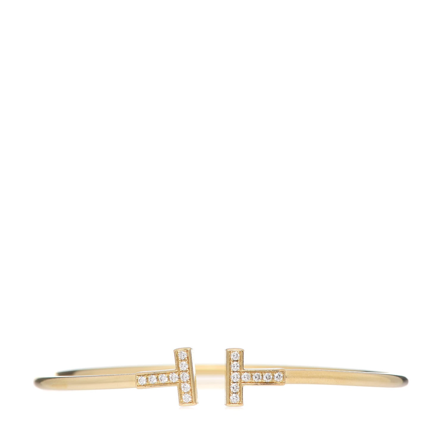 18K Yellow Gold Diamond T Wire Bracelet