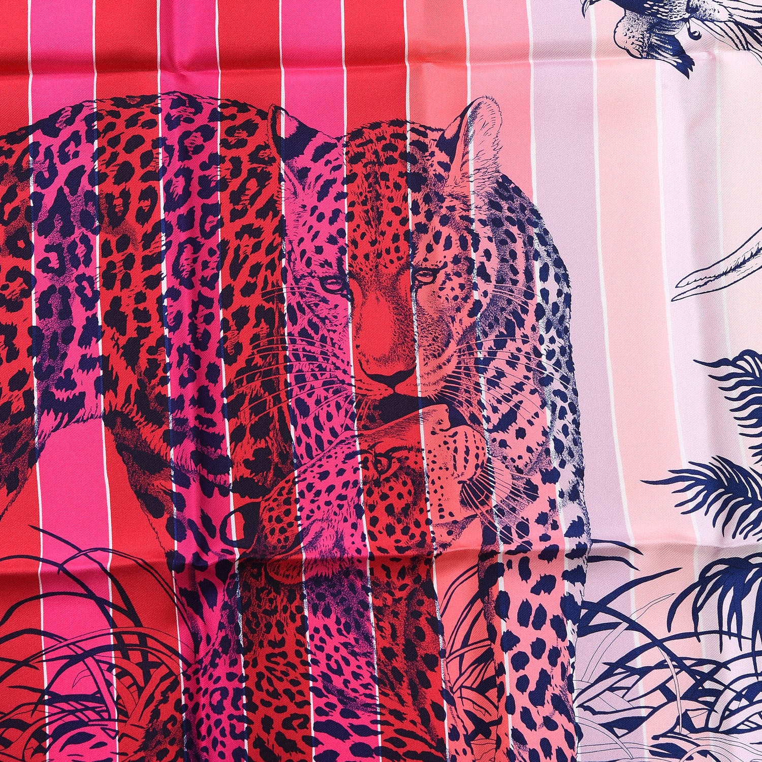 Hermes Silk Jungle Love Rainbow Scarf 90 Rose Vif Encre Rouge 5 of 7