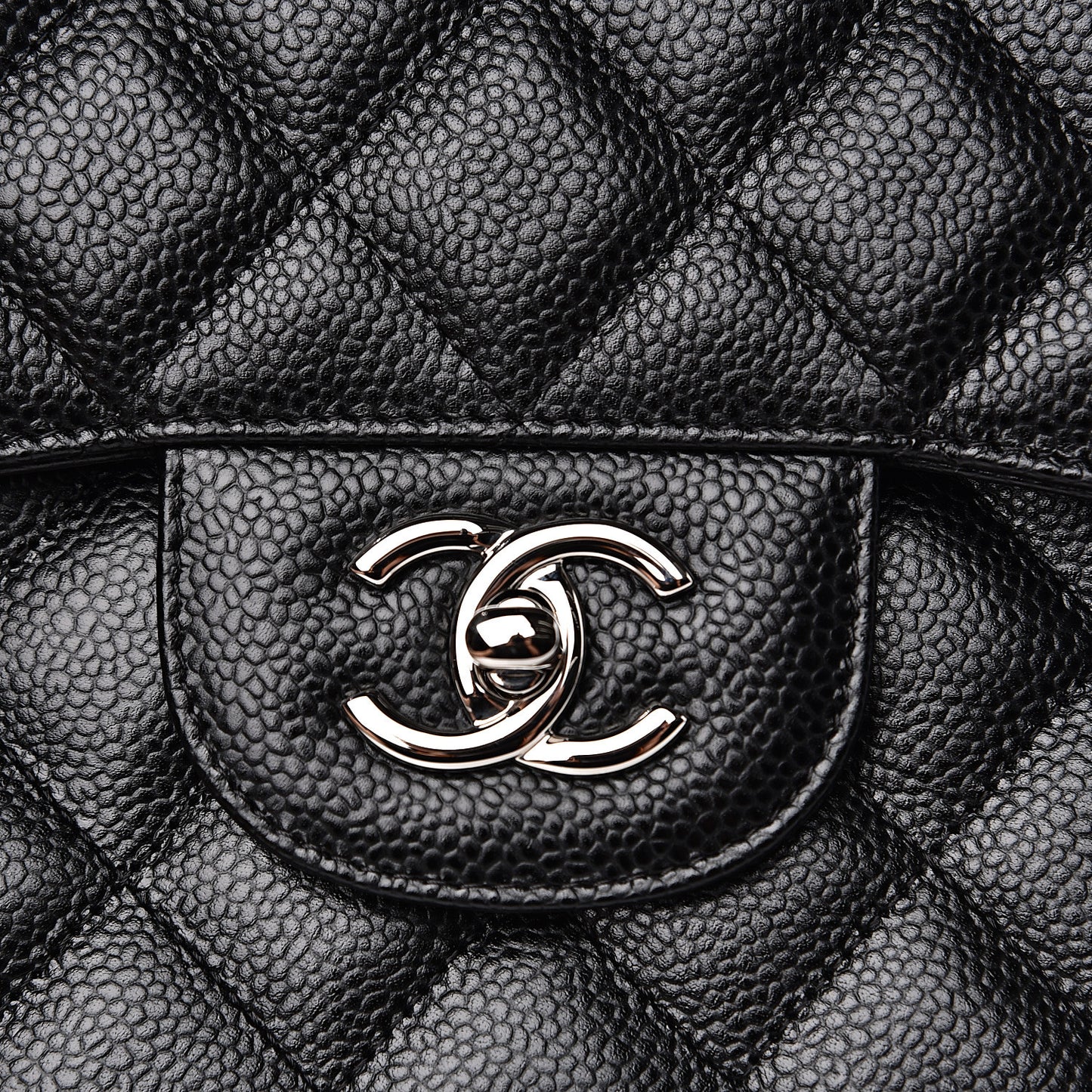 Caviar Quilted Jumbo Double Flap Black