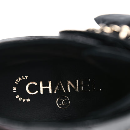 Chanel Shiny Calfskin Quilted Lace Up Combat Boots 37 Black 7 of 13