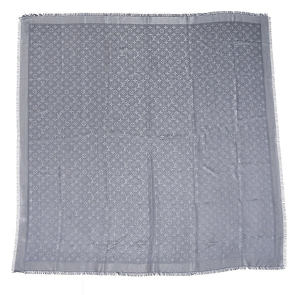 Louis Vuitton Silk Wool Monogram Shine Shawl Charcoal Grey 1 of 7