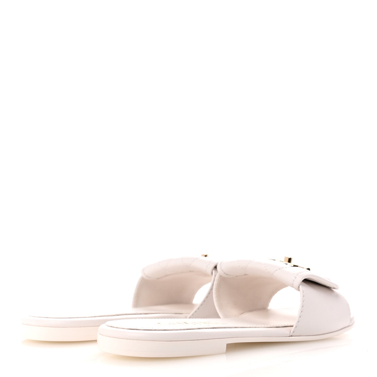 Chanel Lambskin Quilted Turnlock Flat Mules 36 White 5 of 12