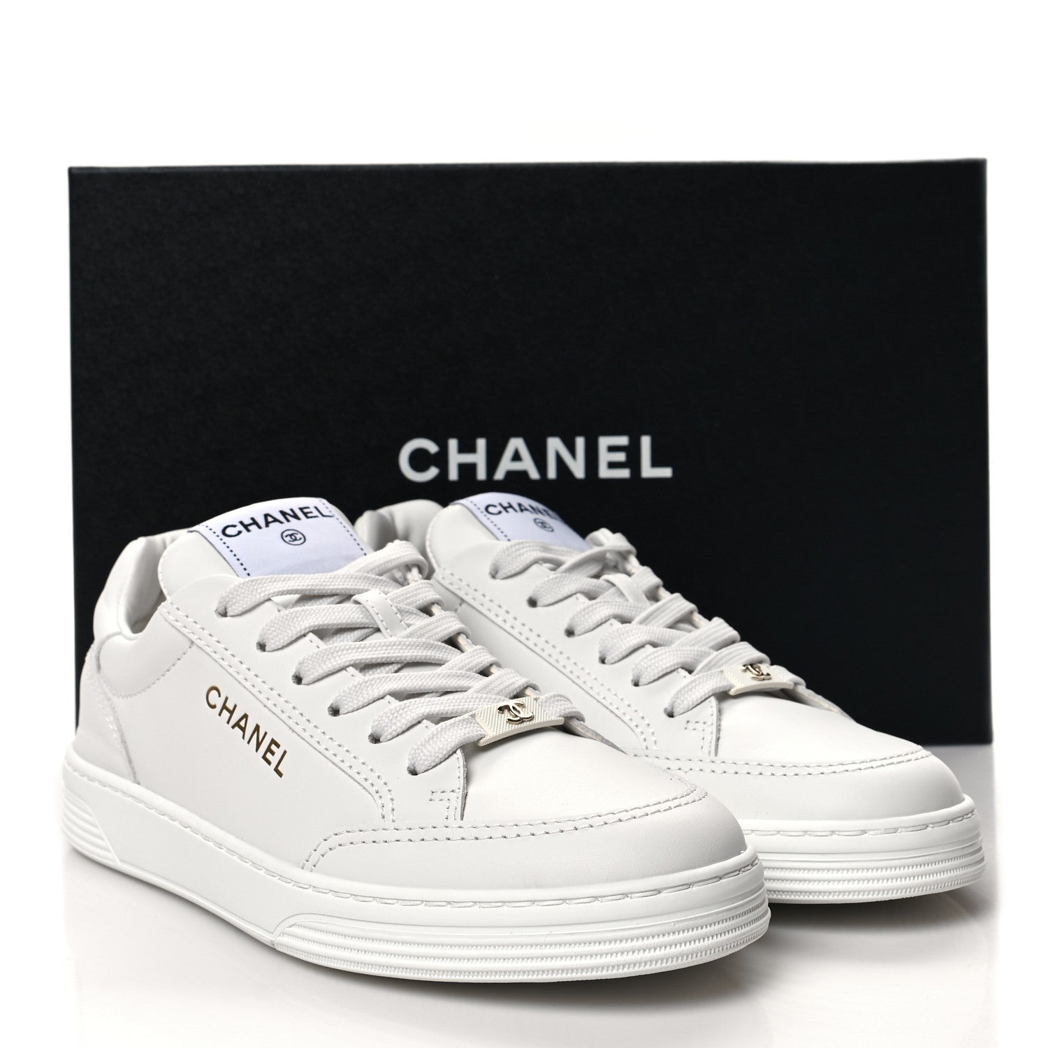 Chanel Calfskin Womens CC Logo Sneakers 37 White 9 of 9