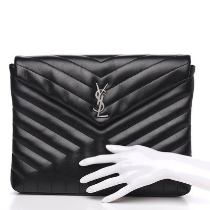 Saint Laurent Calfskin Y Quilted Monogram Loulou Document Holder Black 2 of 11