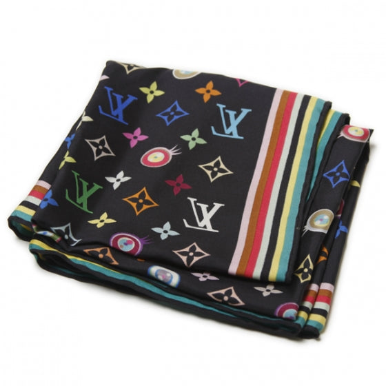 Louis Vuitton Silk Multicolor Eye Love Scarf Black 5 of 5