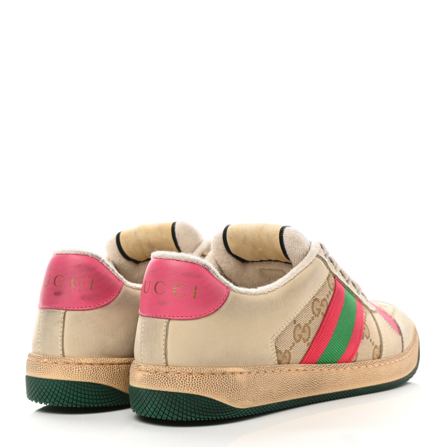 GG Monogram Nubuck Web Womens Screener Sneakers 39 New Sand Dusty Milk Pink