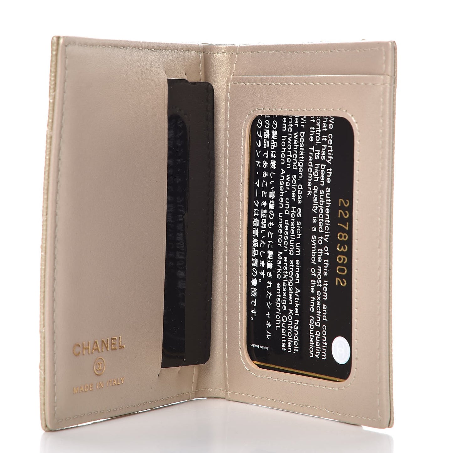 Metallic Caviar Quilted Card Holder Wallet Gold