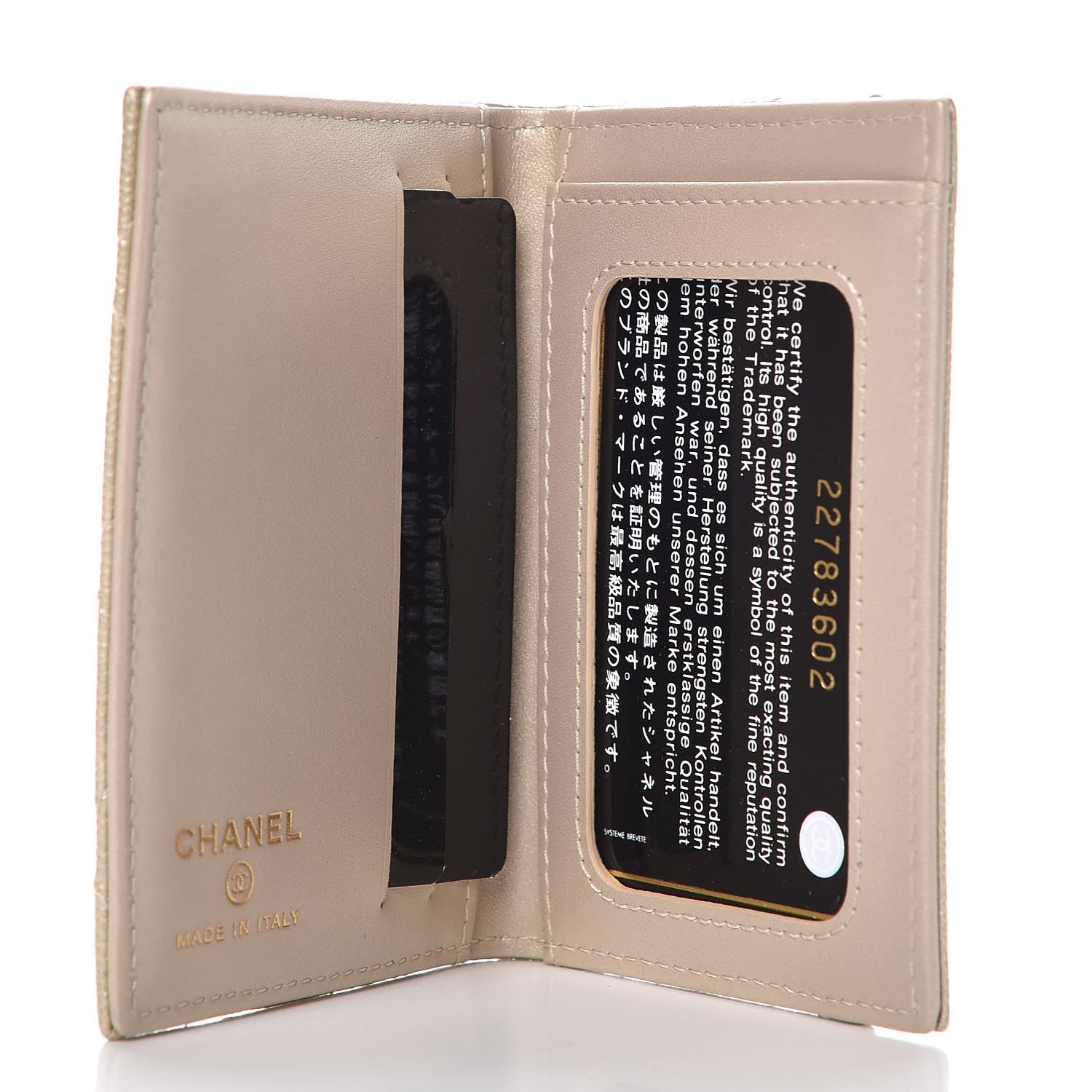 Chanel Metallic Caviar Quilted Card Holder Wallet Gold 5 of 8