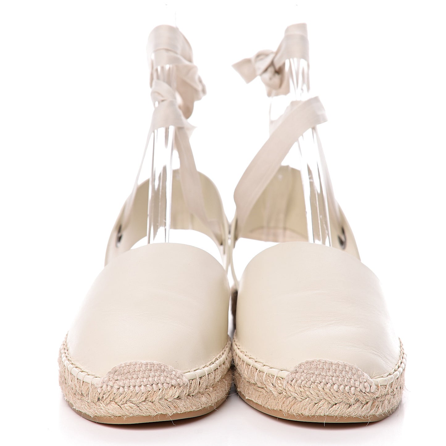 Calfskin Nicely-D Ankle Tie Espadrilles Flats 41.5 Off White