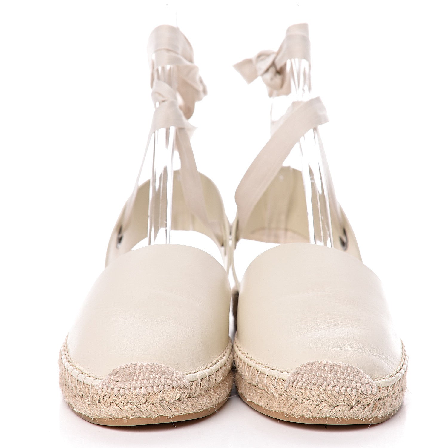 Christian Dior Calfskin Nicely-D Ankle Tie Espadrilles Flats 41.5 Off White 2 of 9