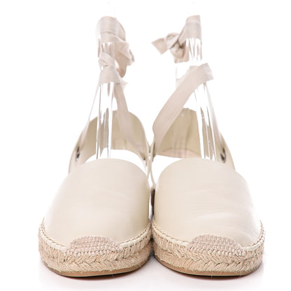 Christian Dior Calfskin Nicely-D Ankle Tie Espadrilles Flats 41.5 Off White 2 of 9
