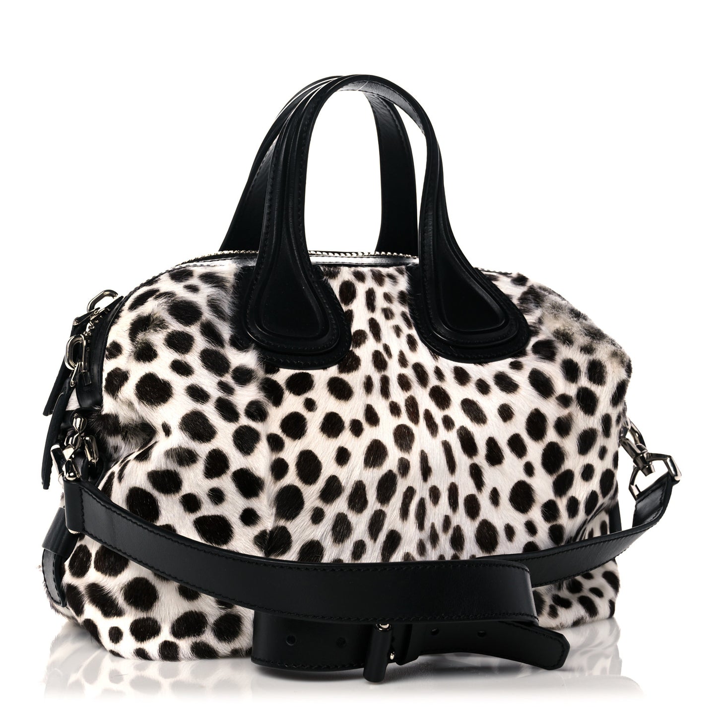 Calf Hair Dalmatian Print Small Nightingale White Black