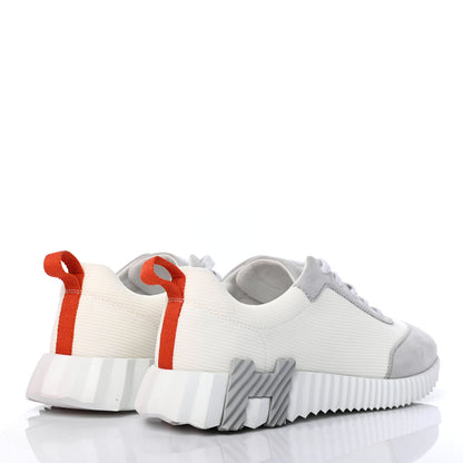 Hermes Technical Canvas Suede Goatskin Bouncing Sneakers 41 White Multicolor 3 of 5