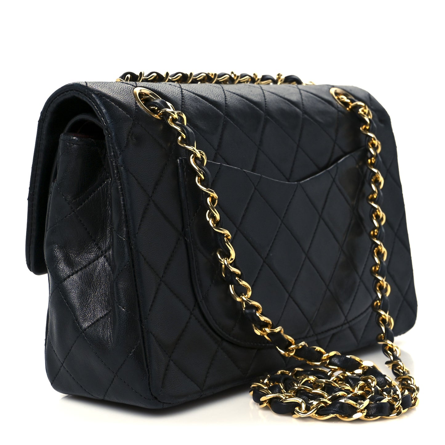 Lambskin Quilted Small Double Flap Black