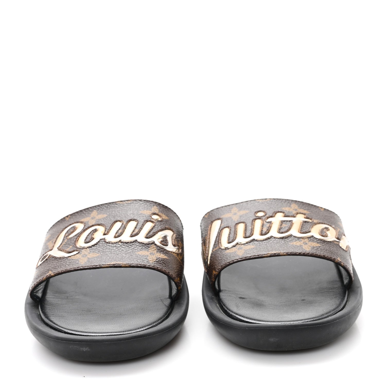 Louis Vuitton Metallic Calfskin Monogram Logo Sunbath Slide