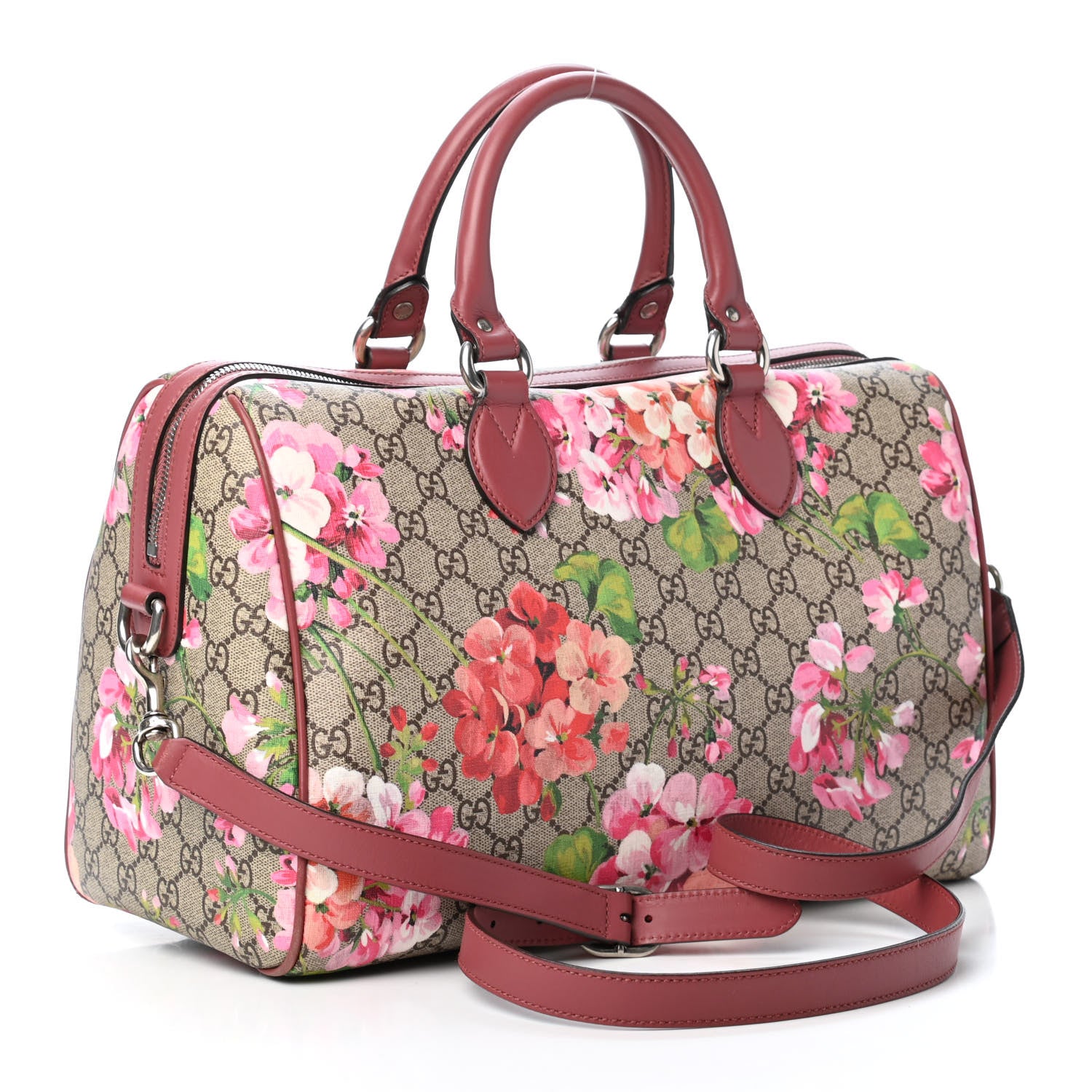 Gucci GG Supreme Monogram Blooms Medium Boston Beige Multicolor Dry Rose 2 of 5