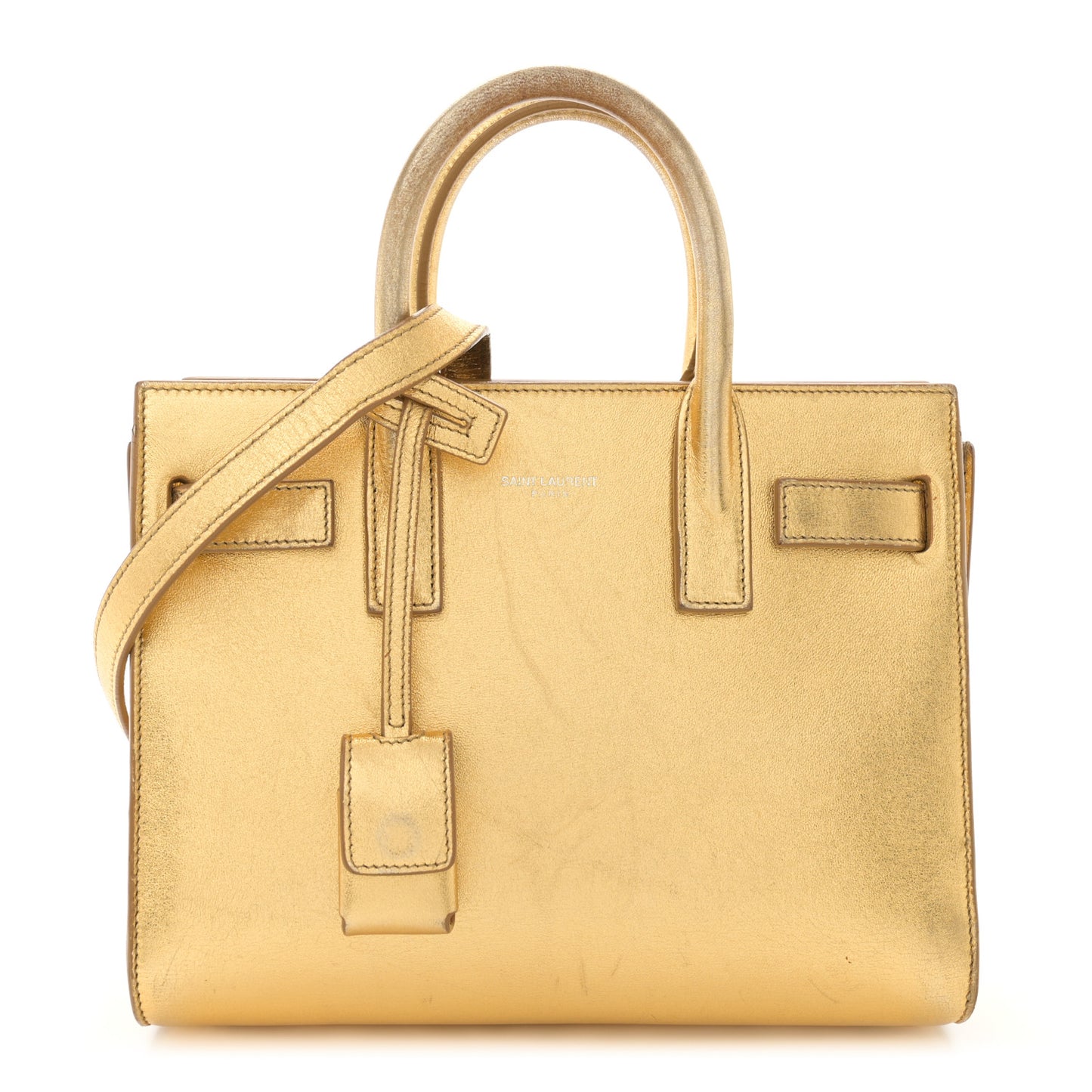Metallic Calfskin Nano Sac De Jour Gold