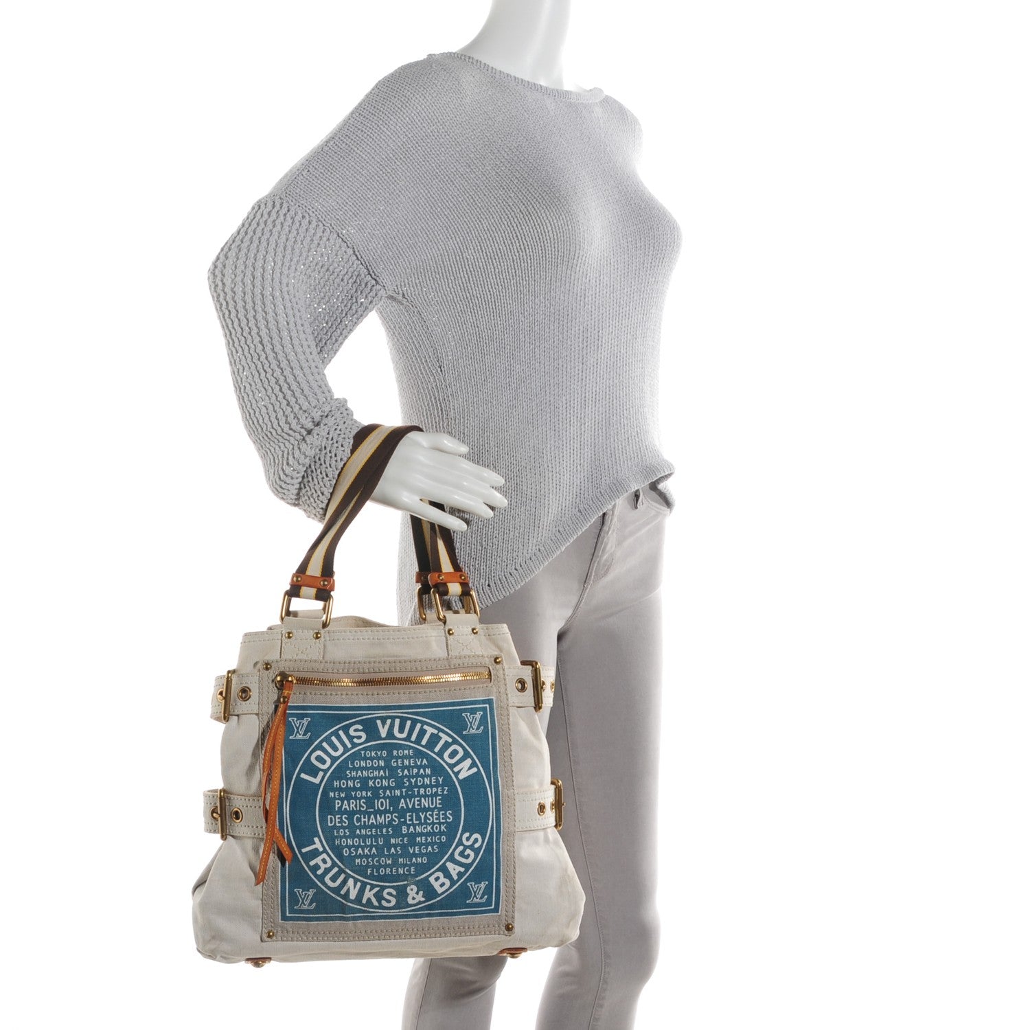 Louis Vuitton Toile Globe Shopper Cabas MM Blue 3 of 10