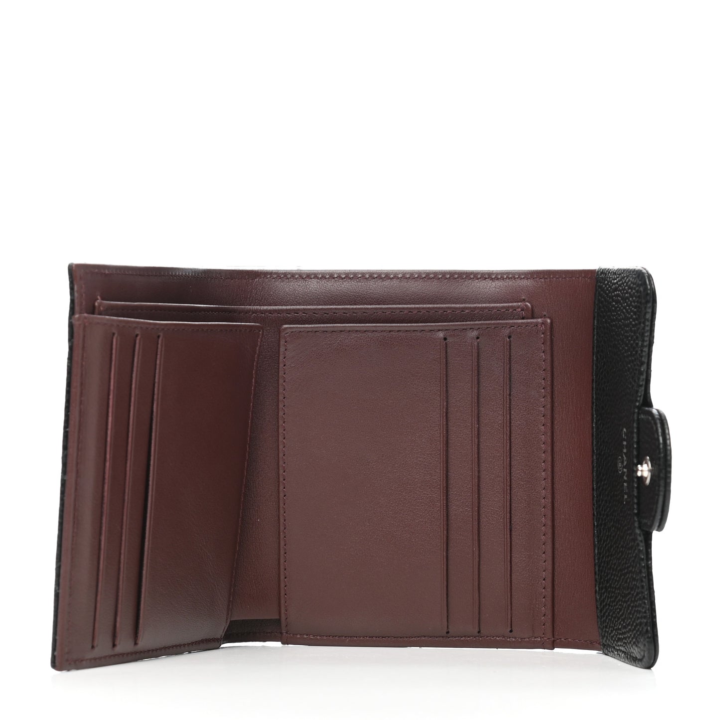 Caviar Quilted Compact Flap Wallet Black