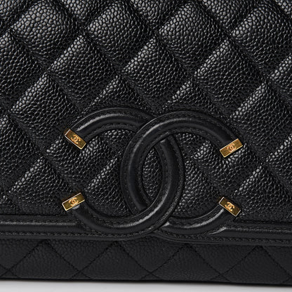 Chanel Caviar Quilted Medium CC Filigree Flap Black 9 of 13