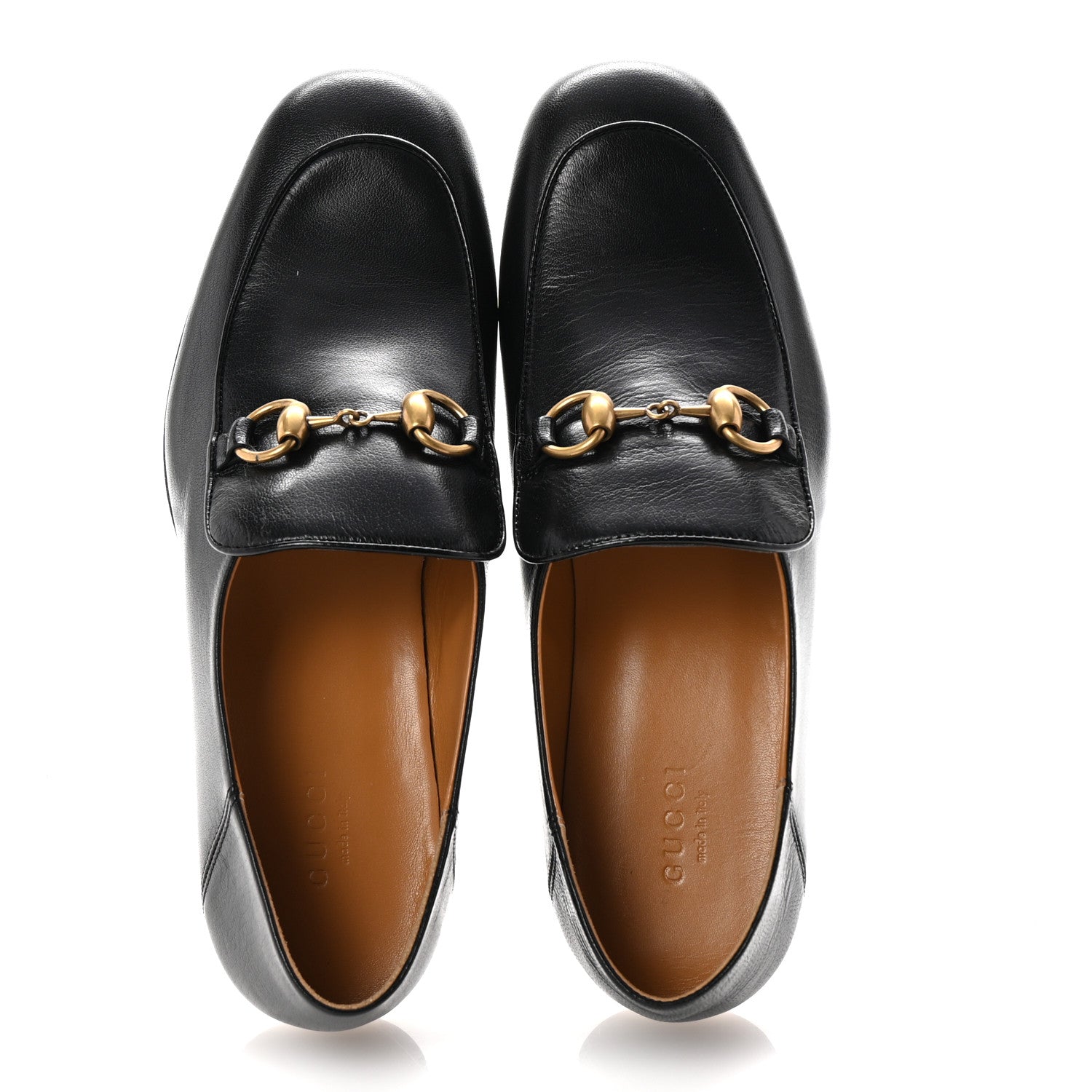 Gucci Goatskin Womens Horsebit Mid-Heel Loafers 38 Black 2 of 10