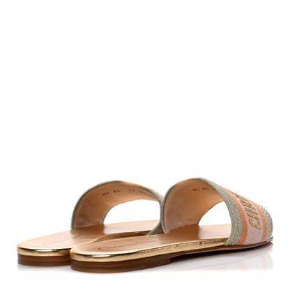 Christian Dior Canvas Lurex Embroidered Dway Flat Slide Sandals 39 Platinum 4 of 10