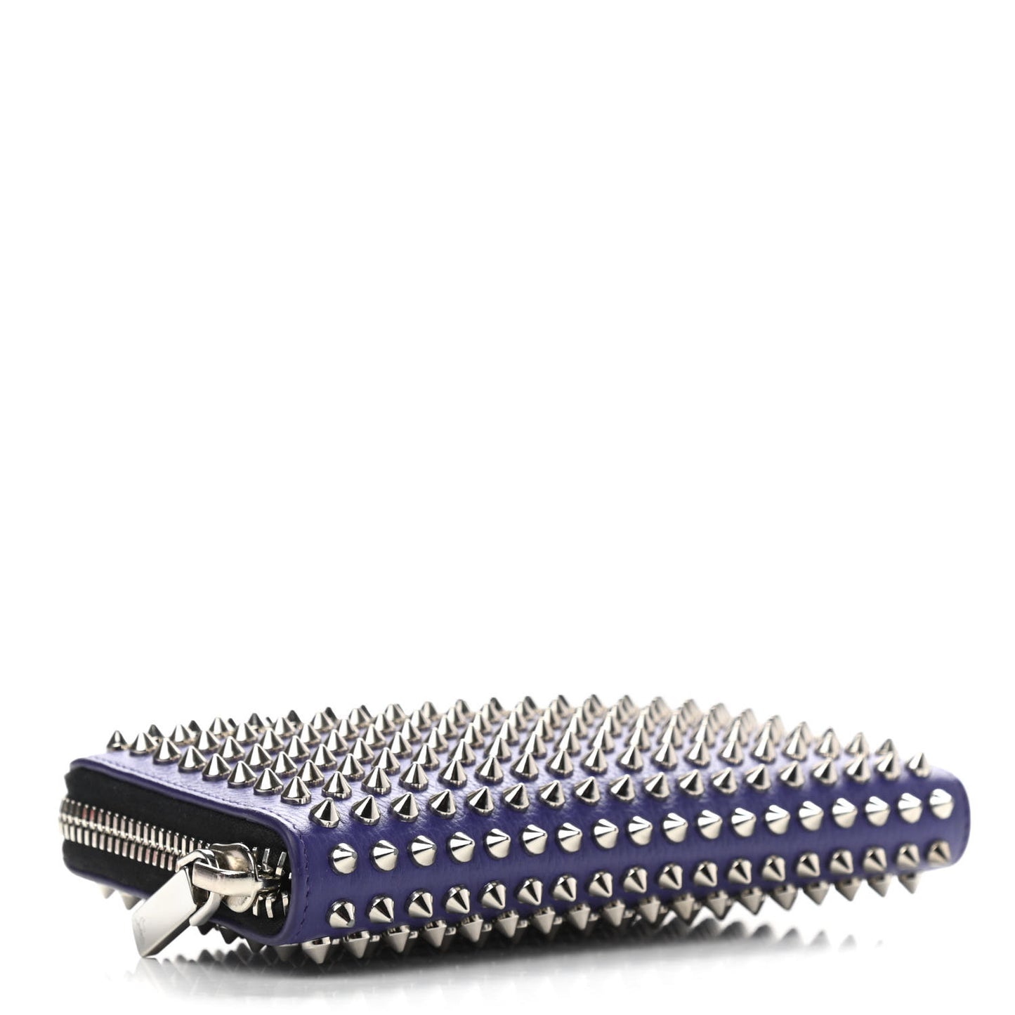 Calfskin Panettone Spiked Zip Around Wallet Purple