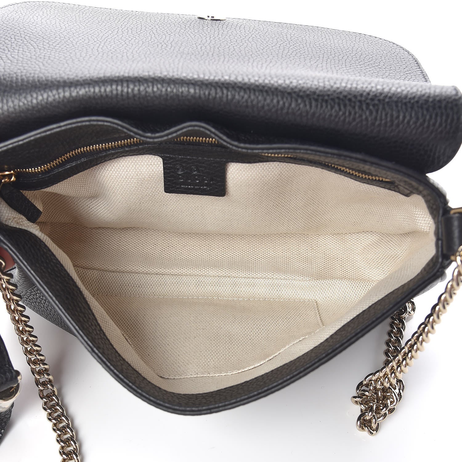 Gucci Pebbled Calfskin Medium Soho Flap Crossbody Black 5 of 10