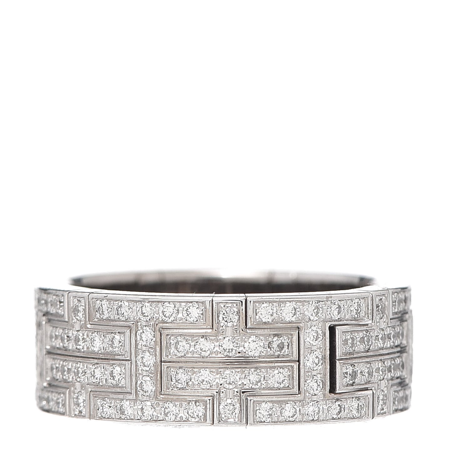 18K White Gold Diamond Pave Kilim Ring 56 7.25