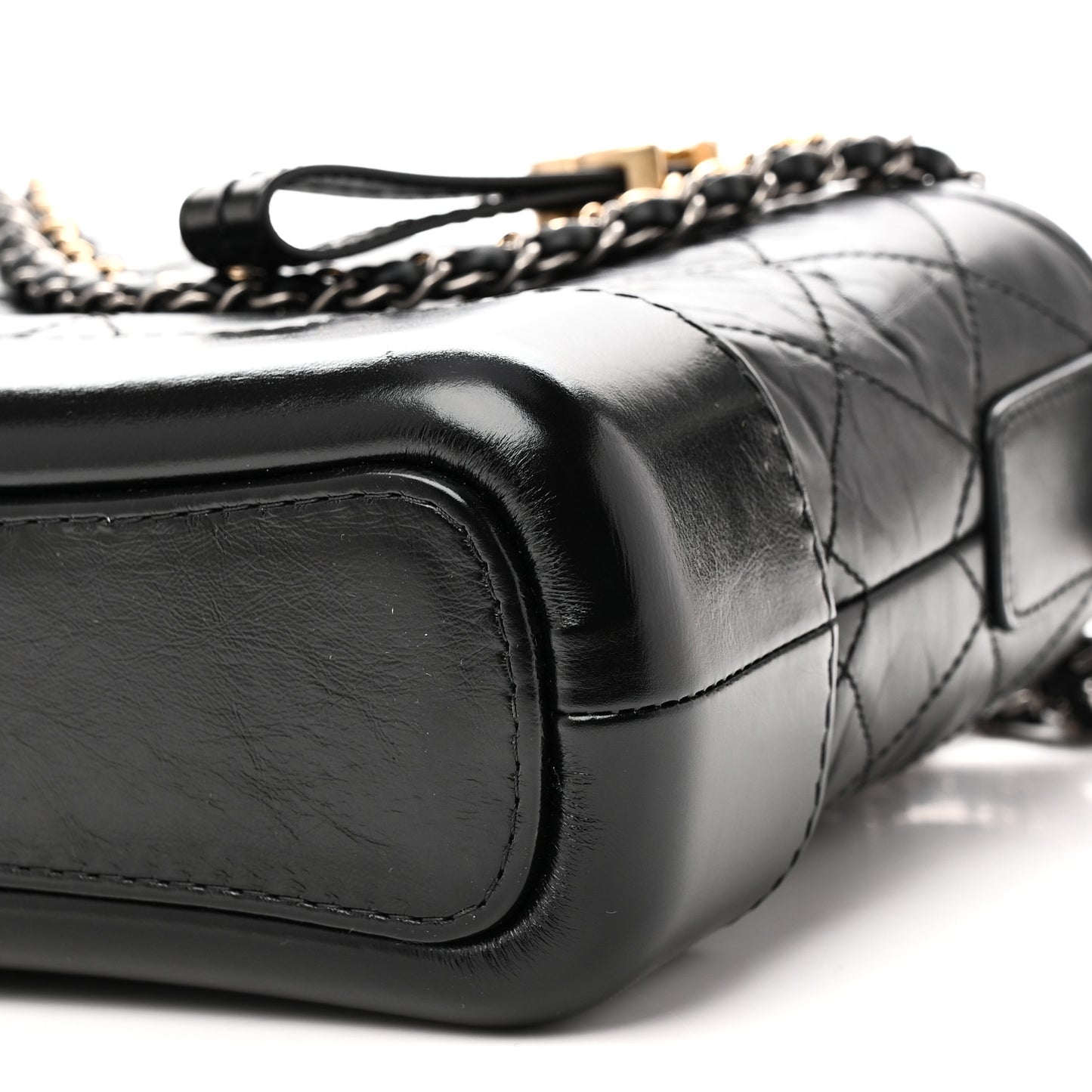 Aged Calfskin Quilted Small Gabrielle Hobo Black