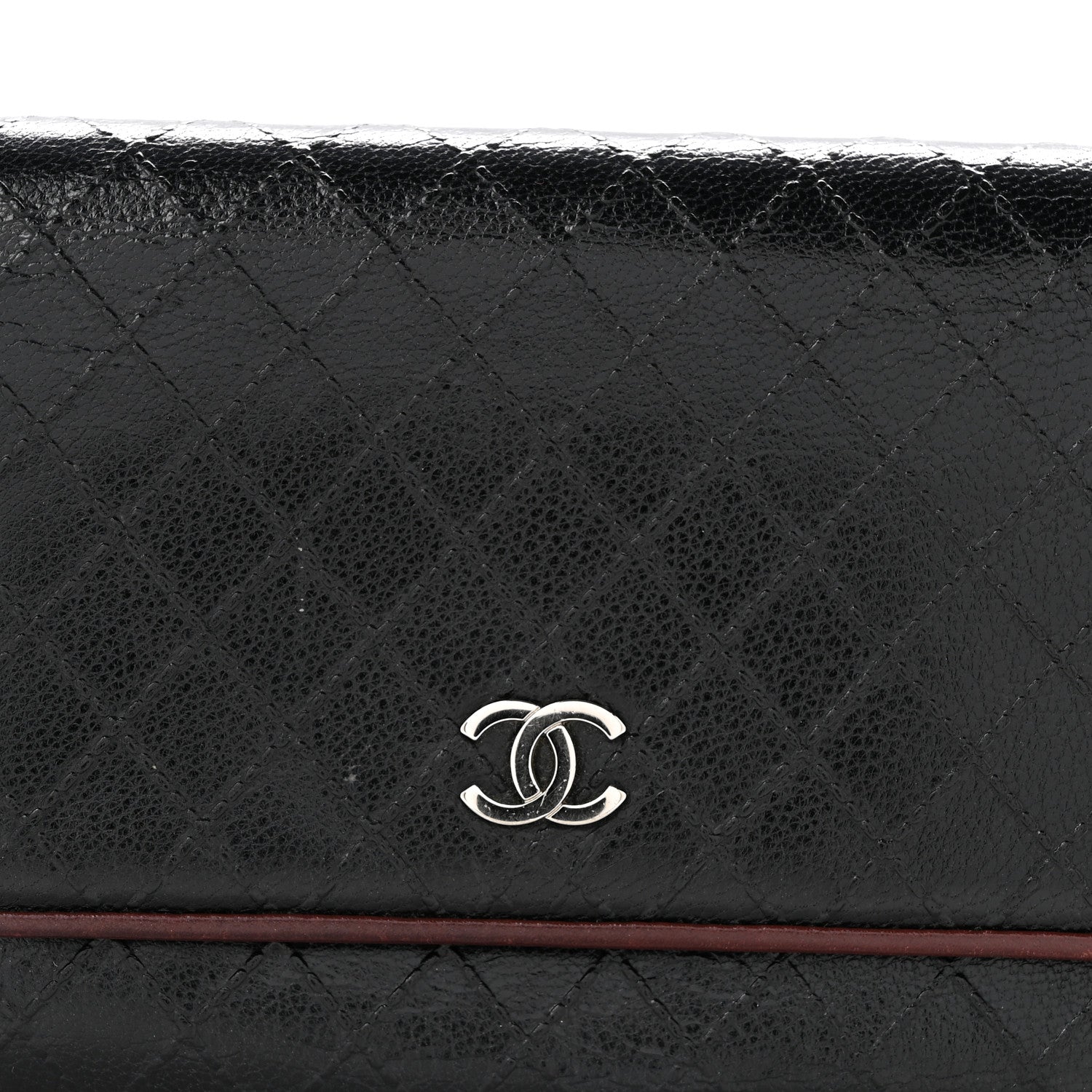 Chanel Calfskin Diamond Stitched Flap Wallet Black 14 of 15