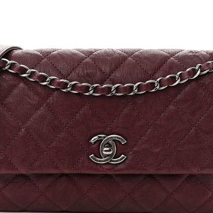 Chanel Crumpled Lambskin Quilted Medium Single Flap Burgundy 8 of 10