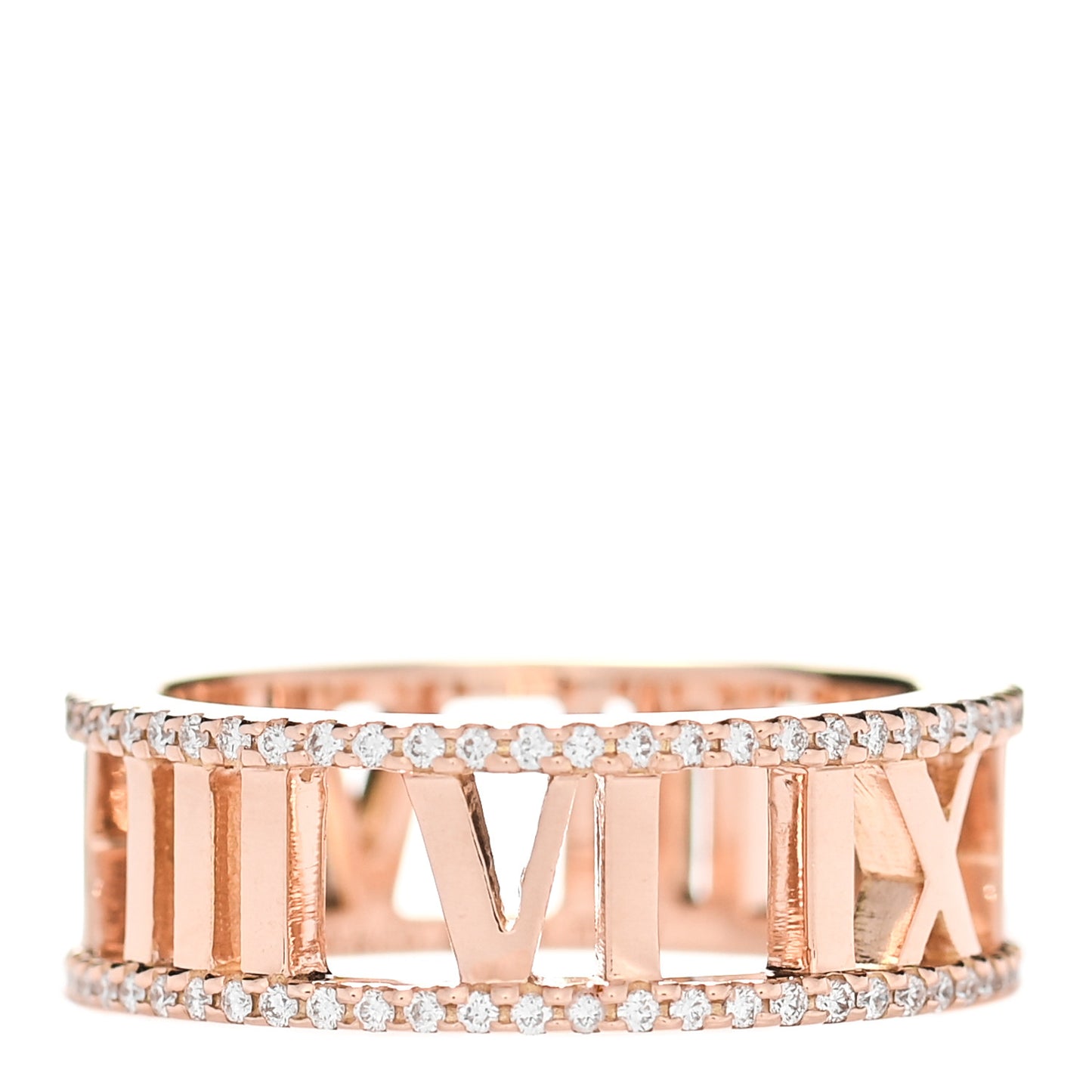 18K Rose Gold Diamond Atlas Open Pave Ring 50 5.5