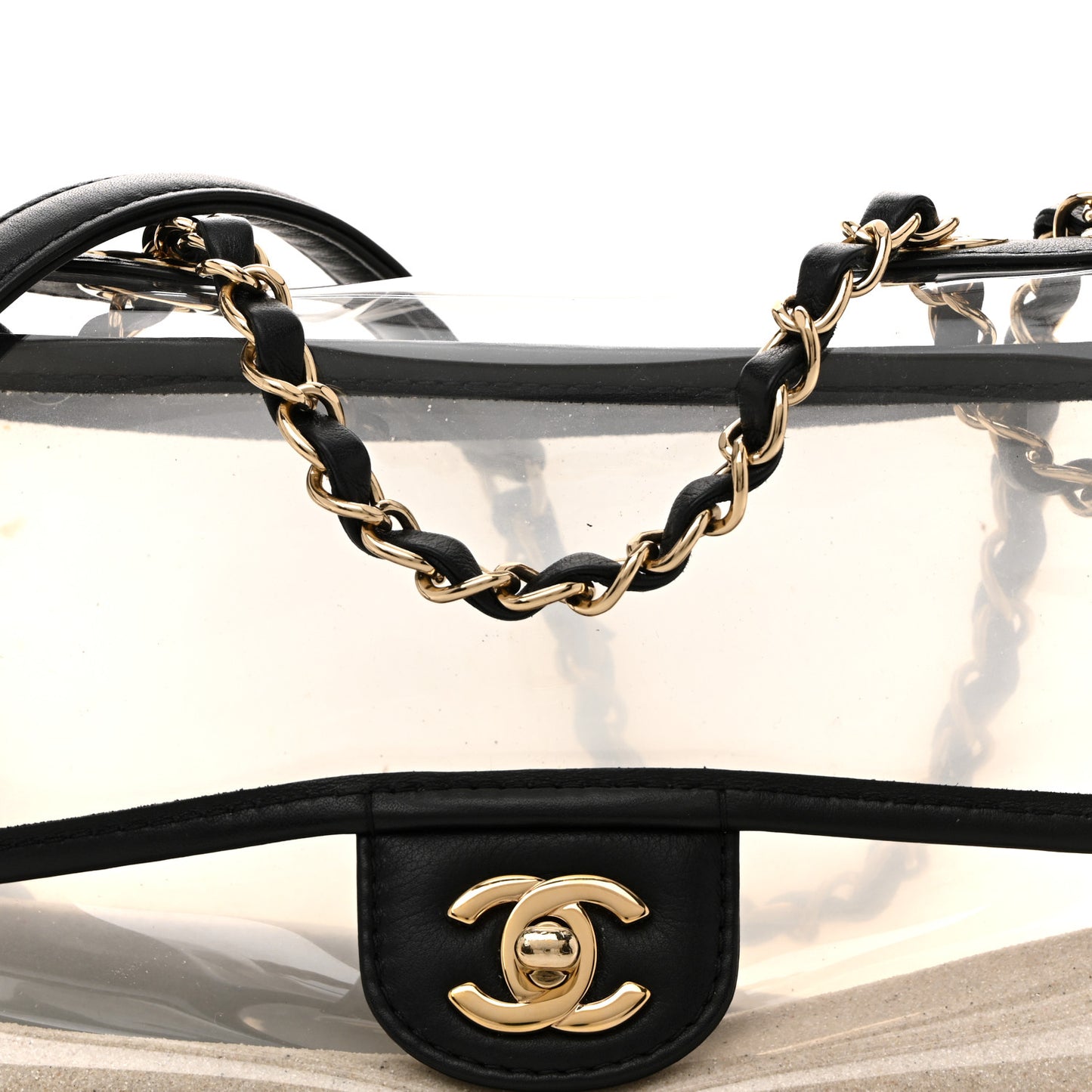 Lambskin PVC Medium Sand By The Sea Flap Black