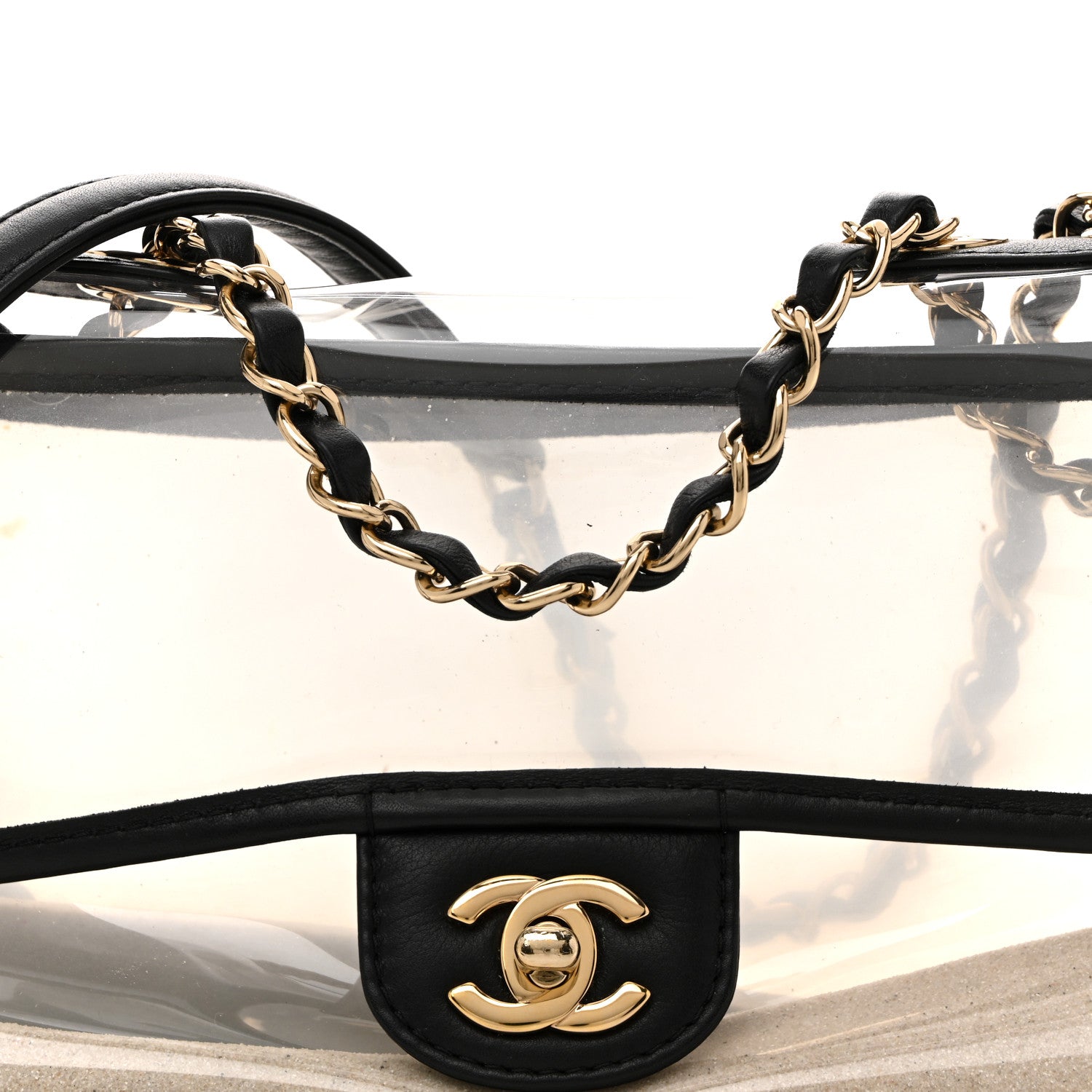 Chanel Lambskin PVC Medium Sand By The Sea Flap Black 8 of 13