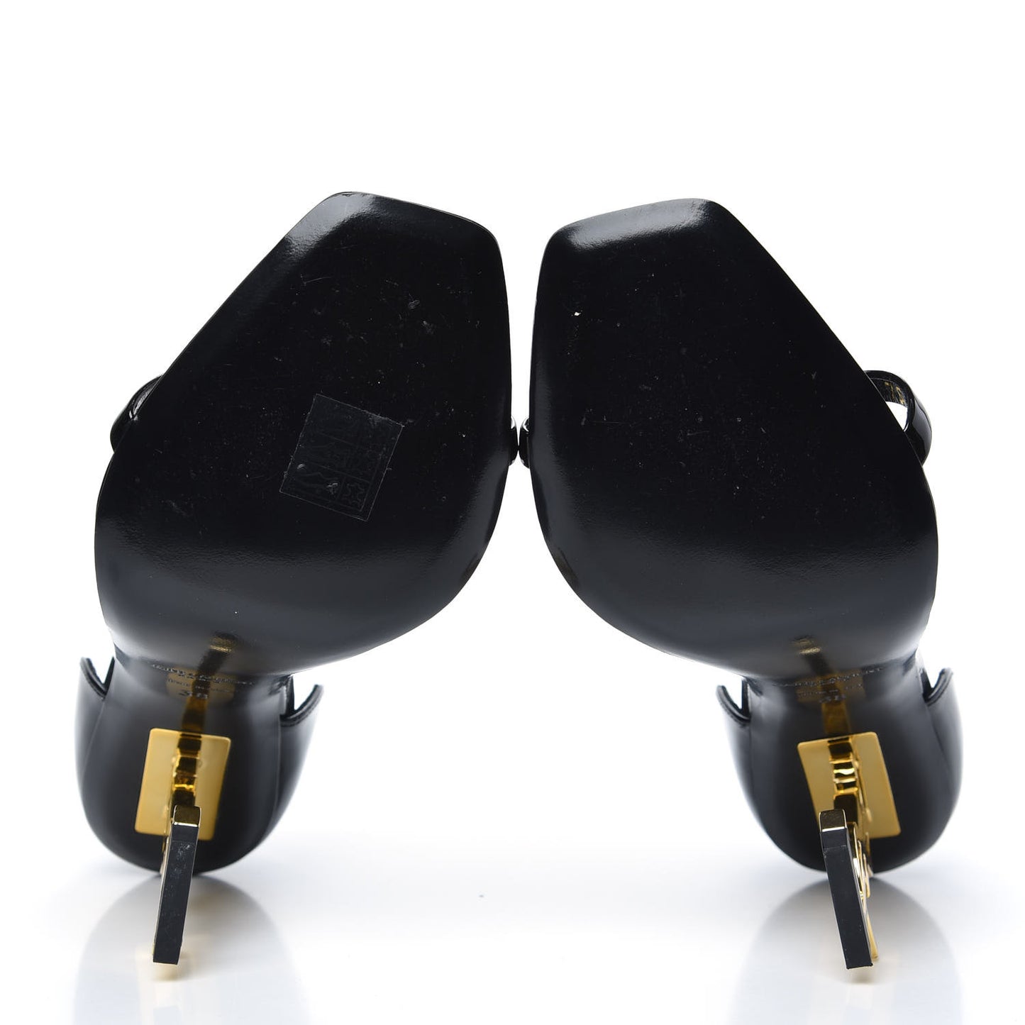 Patent Calfskin Opyum 110 Sandals 38 Black Gold